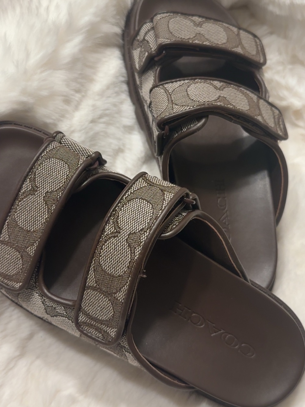 COACH Two Band Sport Slide in Signature Jacquard Size 5